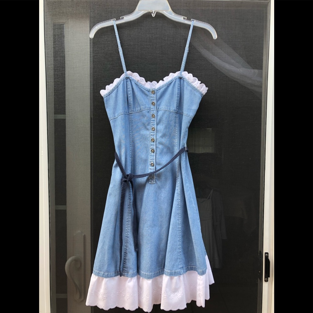 Aeropostale Chambray dress with eyelet trim, S